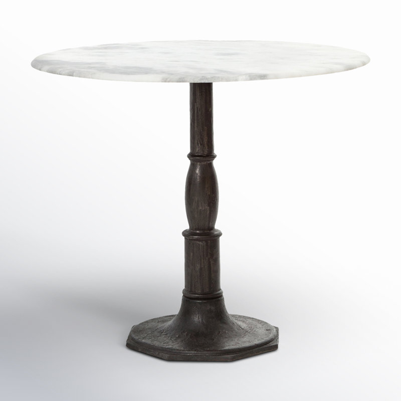 Mickley 36'' Round Marble and Iron Pedestal Dining Table