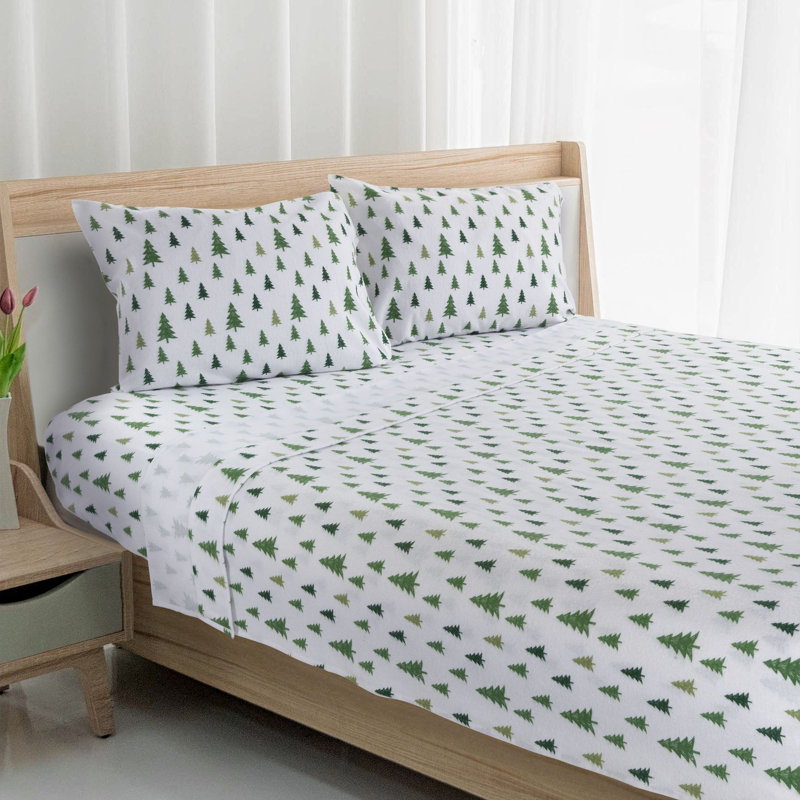 Gray Gnome Print Cotton Flannel Queen Sheet Set