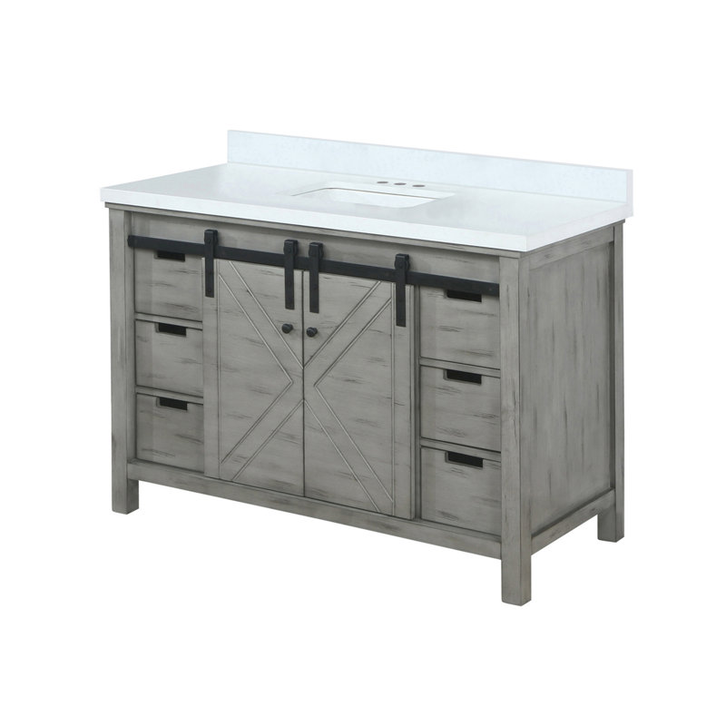 Marsyas 48" Ash Gray Quartz Top Single Vanity with Sink