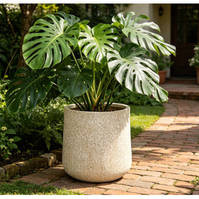 Jardinières en oxyde de magnésium de 17,3 po de diamètre x H 18,7 po pour plantes d'intérieur et d'extérieur, pot de plante avec trous de drainage pour patio de jardin