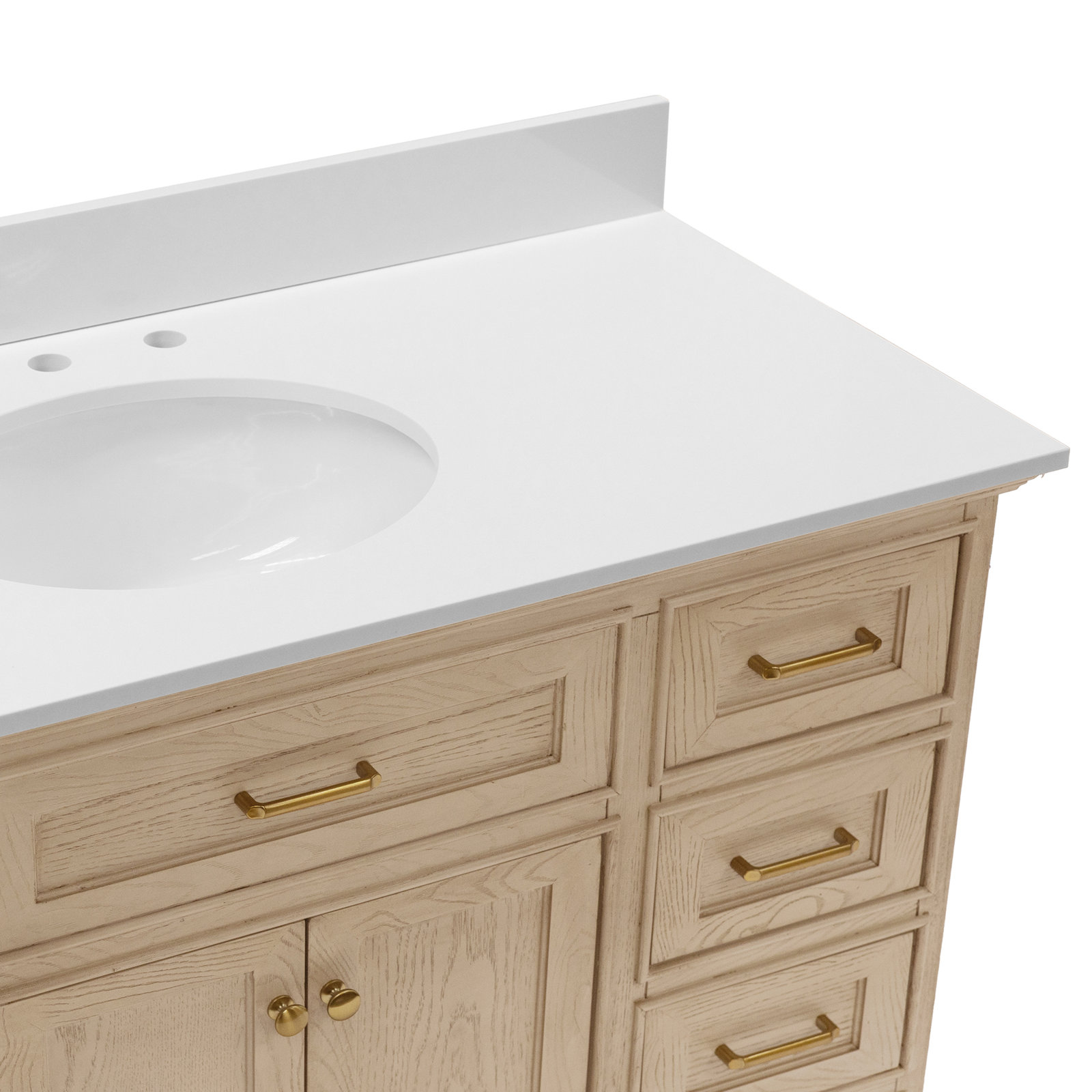 Ronnie 48'' Single Bathroom Vanity, Engineered White, Greige Oak