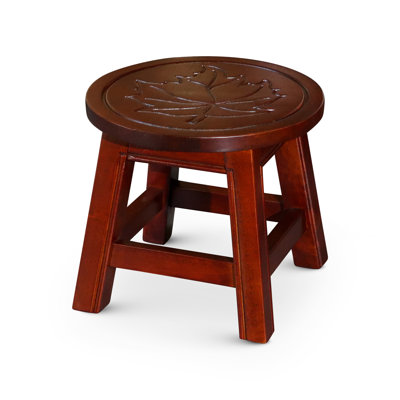 Carved Wooden Step Stool, Maple Leaf