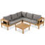 Ensemble de conversation modulaire d'extérieur en bois massif avec coussins pour 5 personnes en acacia-1335048588-1319224529