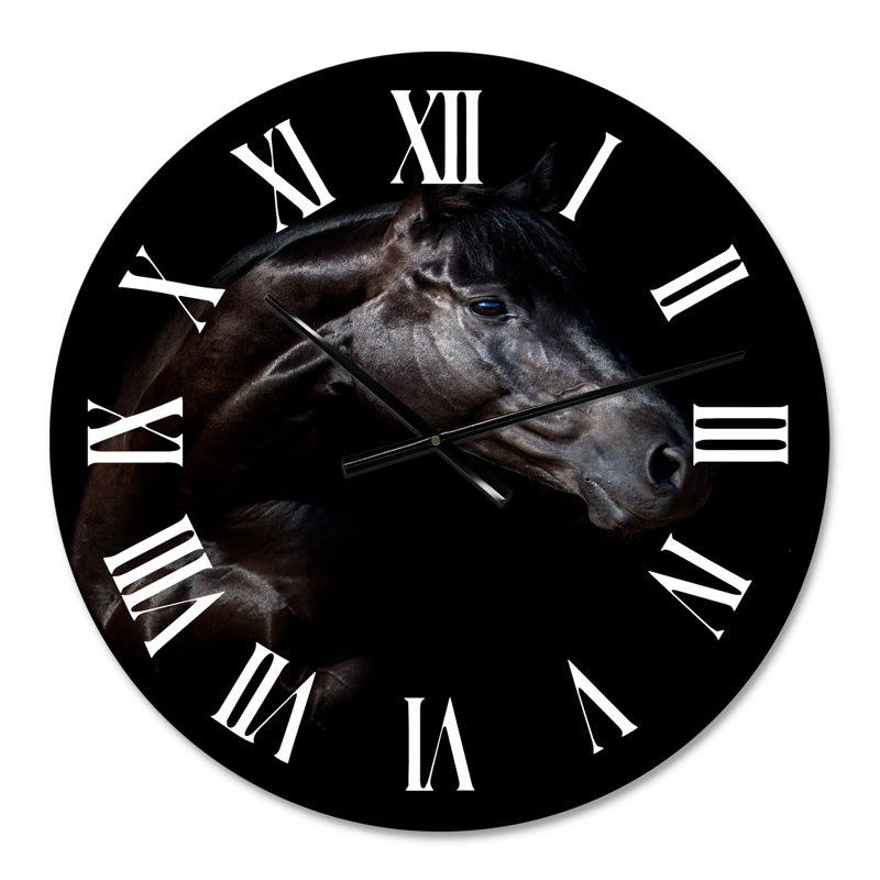 Silhouette de cheval et de fille - Horloge murale de ferme, Petit