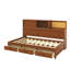 Lit de jour fonctionnel en bois simple avec trois tiroirs de rangement, une tablette supérieure souple et une collection de prises avec ports USB-1985884503