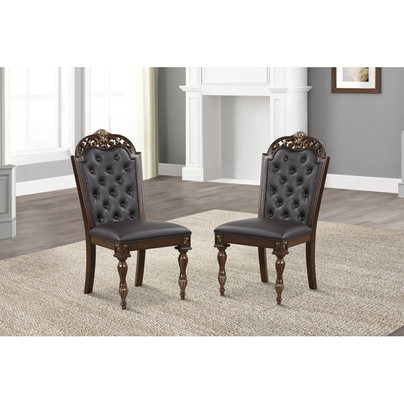 Maximus Side Chair with Tufted Polyurethane Upholstered Back in Brown