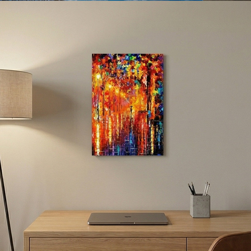 Vibrant Night Reflections' Abstract High Gloss Tempered Glass Wall Art
