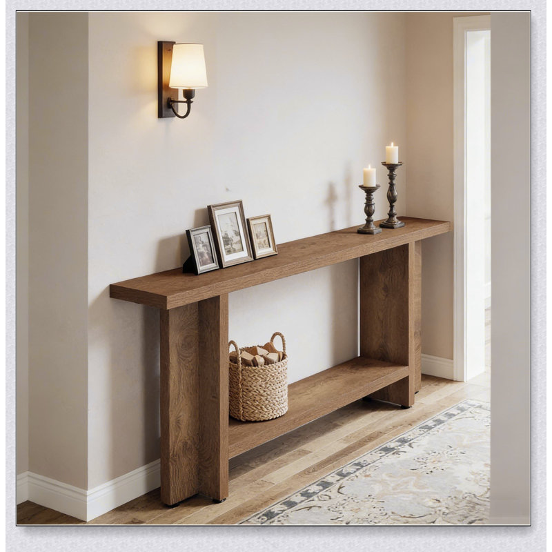 Table de canapé à double couche avec rangement, table de couloir, console