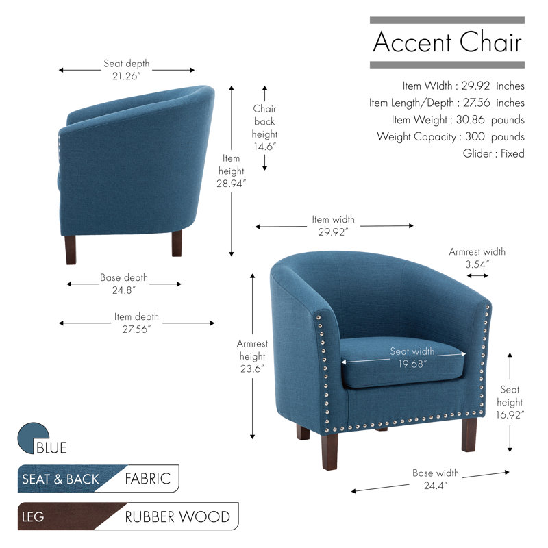 Fauteuil d'appoint Arthenia, Mélange de polyester bleu