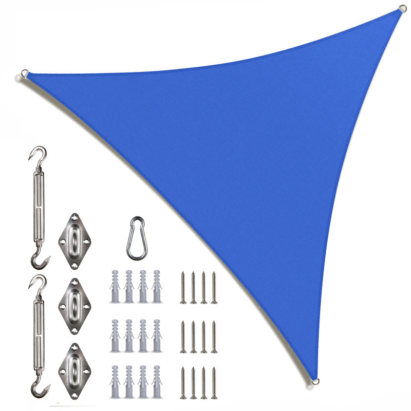 Royal Shade Triangle Sun Shade Sail With Hardware Kit Pack, Blue, 24 ft. x 24 ft. x 24 ft.