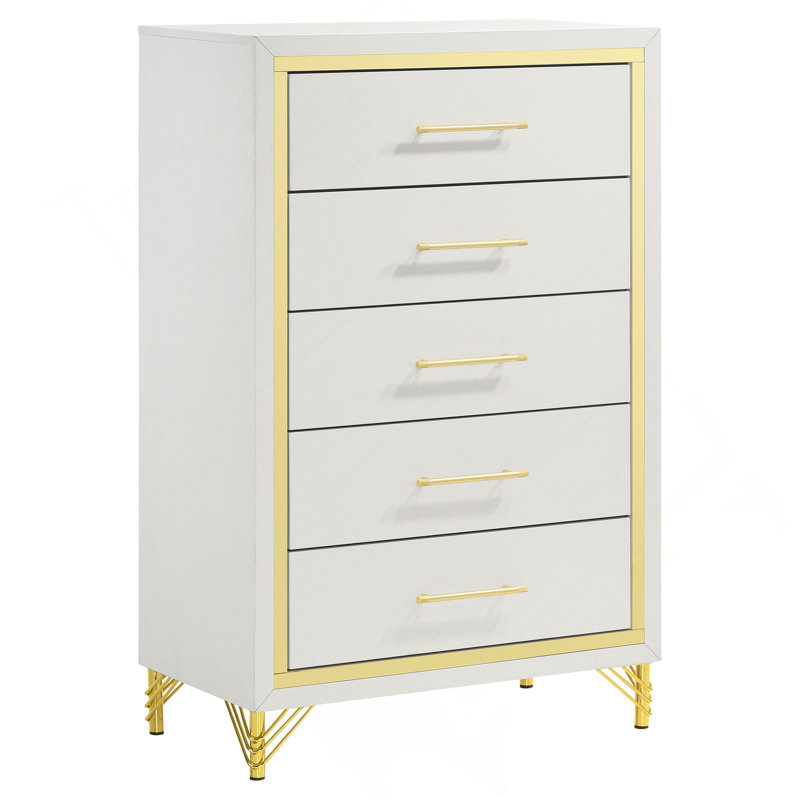 Commode blanche 5 tiroirs Chesney