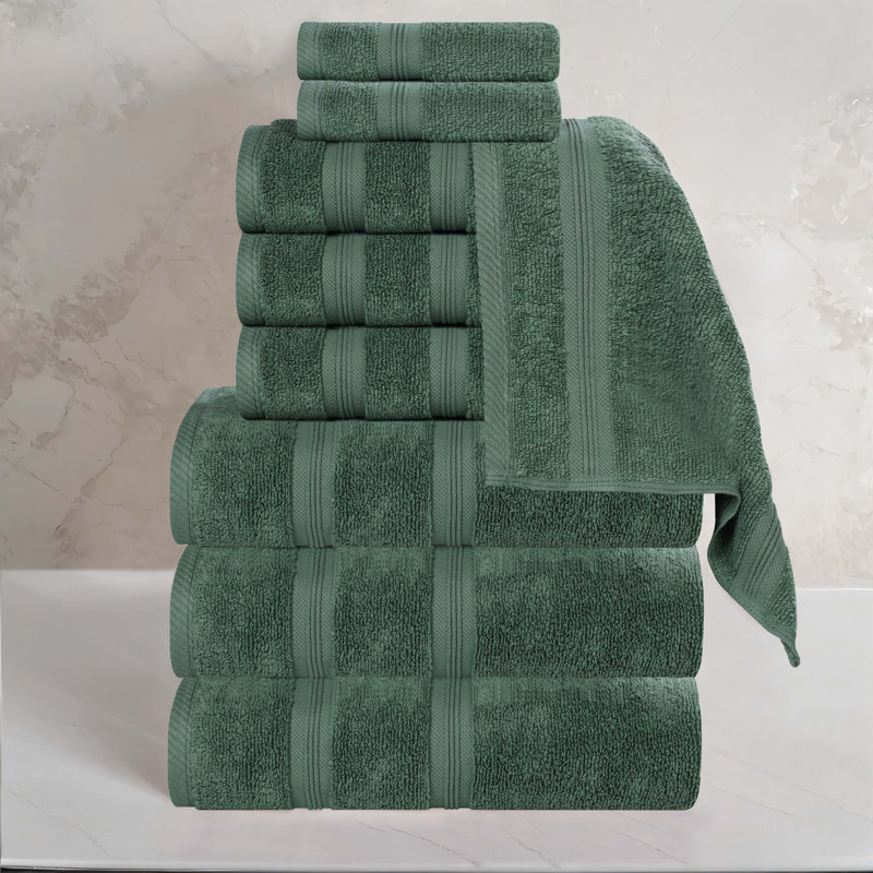 Ensemble de serviettes assorties en coton Smart Dry Zero Twist, Vert forêt