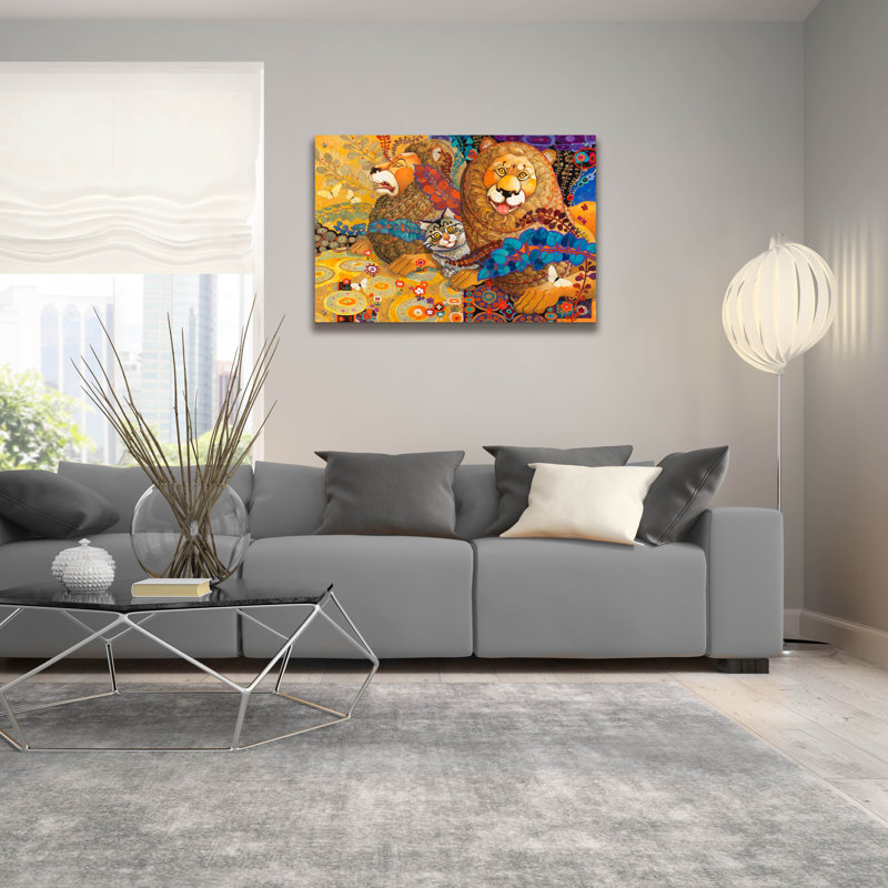 «Leonine Tapisserie» par David Galchutt, art mural en verre acrylique, H 12 po x l 16 po x P 0,13 po
