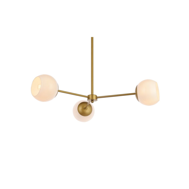 Caisha 3 - Light Dimmable Sputnik Modern Linear Chandelier, Brass/White