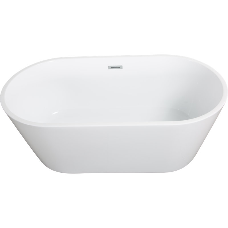 Baignoire de trempage autoportante en acrylique 63 po avec trop-plein et drain chromés, certifiée Cupc