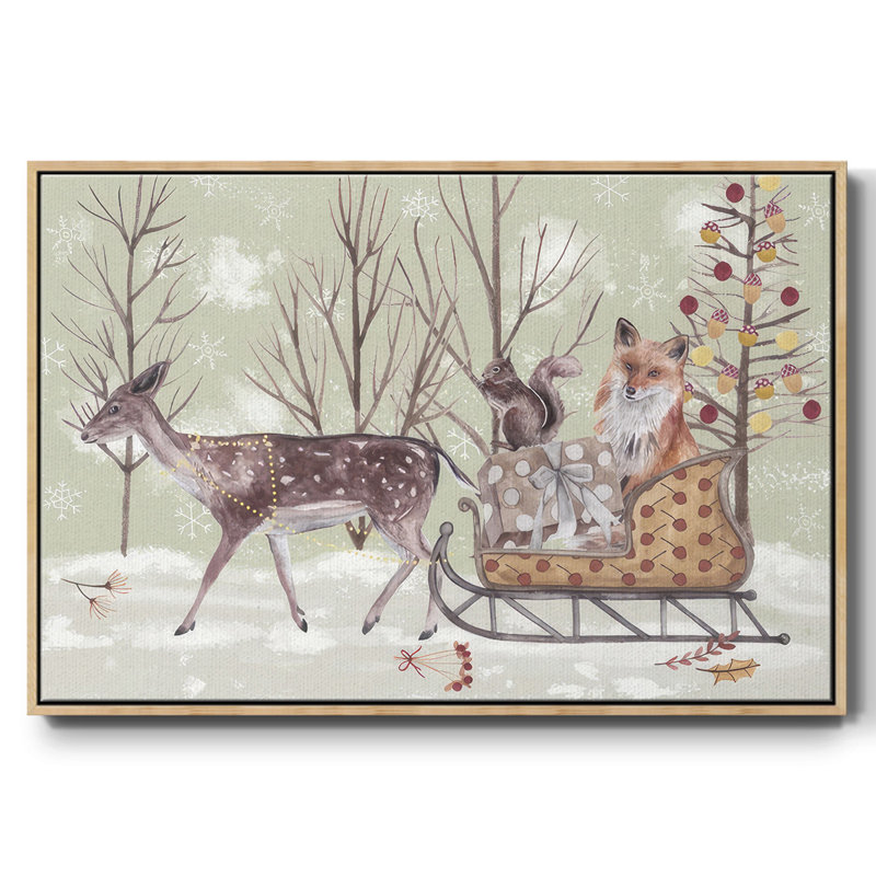 Christmas Time Collection A, reproduction d'art sur toile, H 17 po x l 25 po x P 1,5 po, Cadre naturel flottant