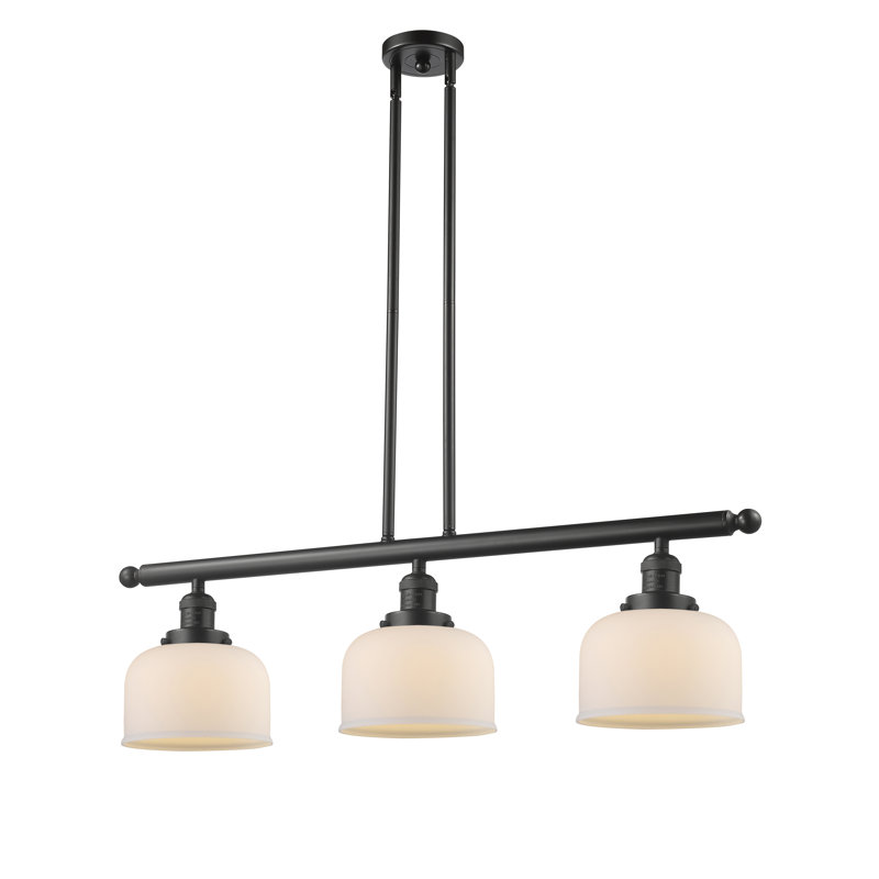 Bell - 3 Light 41" - Stem Hung Island Light, Oil Rubbed Bronze, Matte White Cased