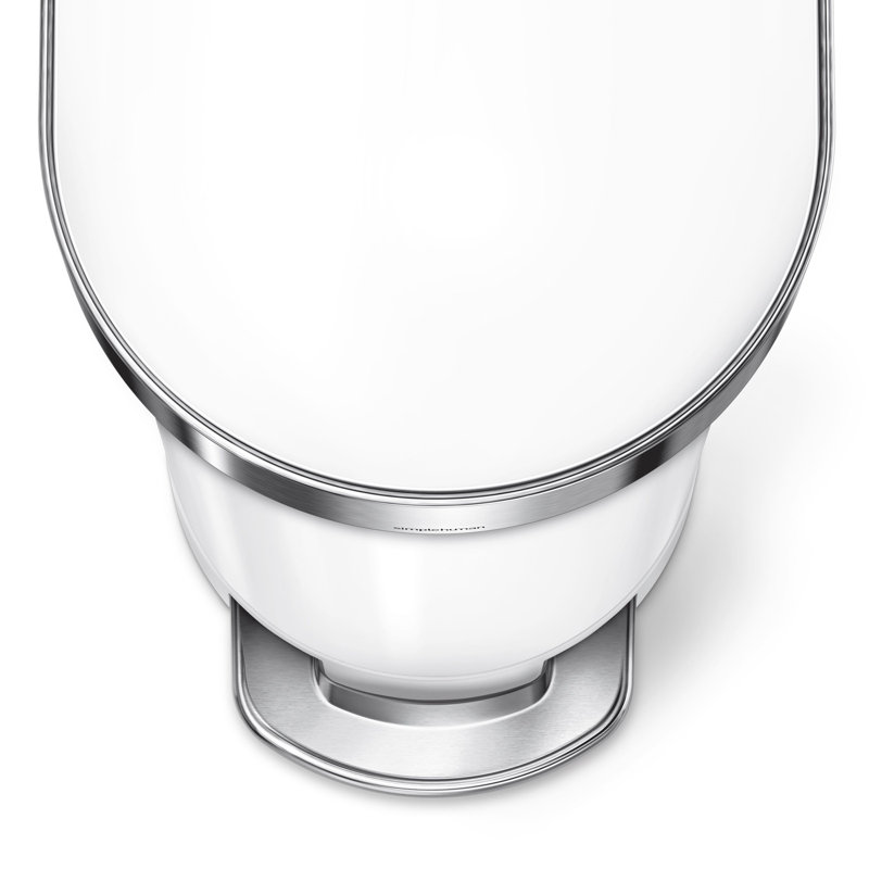 simplehuman 45L slim pedal bin, white steel