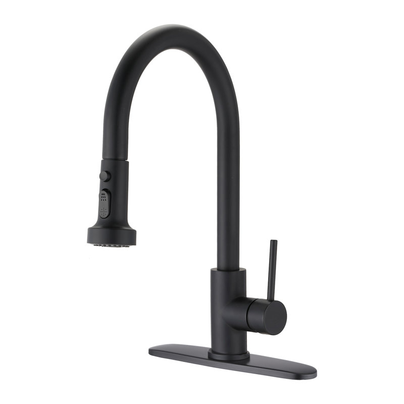 Matte Black Pull Down Kitchen Faucet With Stainless Steel, Soap Dispenser, To Scratches And Rust, 360 Swivel Spout, 1.8Gpm Max Flow Scratch & Rust , Rate