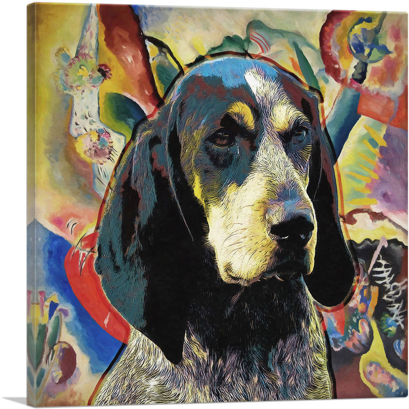 «Bluetick Coonhound Dog Breed Colorful Abstract», reproduction d'art sur toile tendue, H 12 po x l 12 po x P 1,5 po