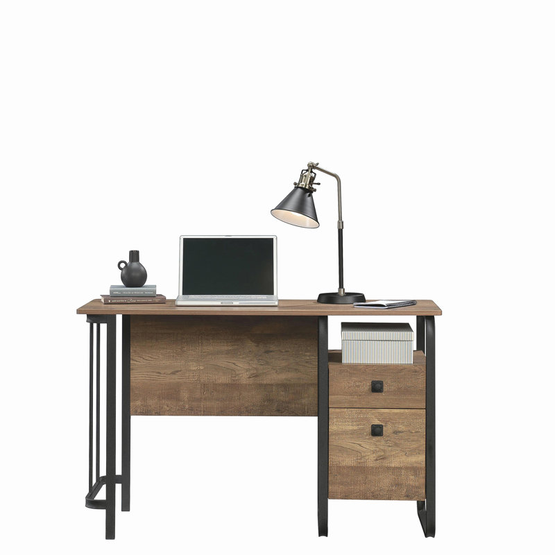 Bureau avec rangement organisé, finition chêne