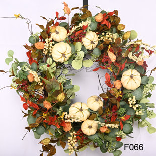 Decorations Pumpkins, Fall Peony and Pumpkin Wreath; Autumn Year Round  Wreaths for Front Door; Artificial Fall Wreath; Halloween Wreath;  Thanksgiving