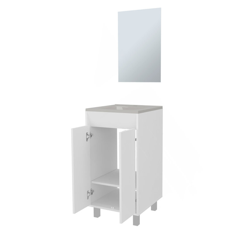 Armoire de salle de bain blanche avec 2 portes, Blanc