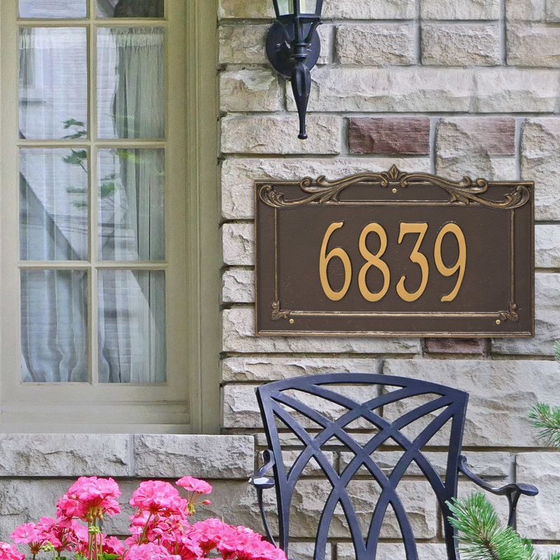 Plaque d'adresse murale 1 ligne Signature Series, Or, Oui, Bronze
