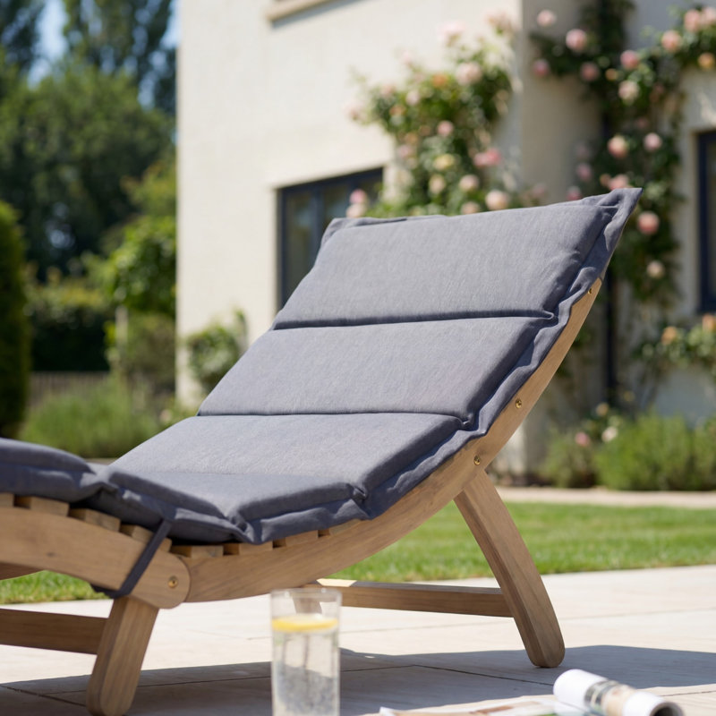 168cm Long Acacia Single Chaise, Grey