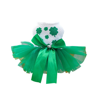 St Patricks Day Decorations St Patrick Day Pet Dress for Dogs Cats Green Skirt Holiday Clothing for Small Medium Pet Festive Irish Party Outfit for Puppy Kitty