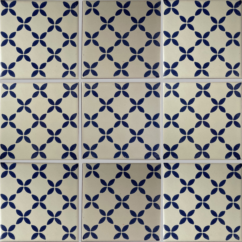 4.2" x 4.2" 9pcs TalaMex Violets Mesh Mexican Clay Tile Handmade Talavera Backsplash Mosaic