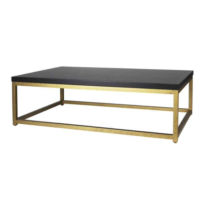 Paris Frame Coffee Table, 18" H x 67" L x 43" W, Black, Royal Gold