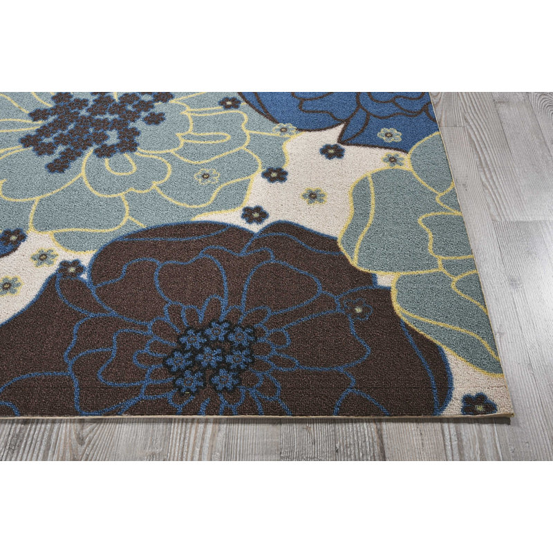 Tapis d'intérieur / extérieur bleu clair Bertran, Rectangle 5 pi 3 po x 5 pi 3 po