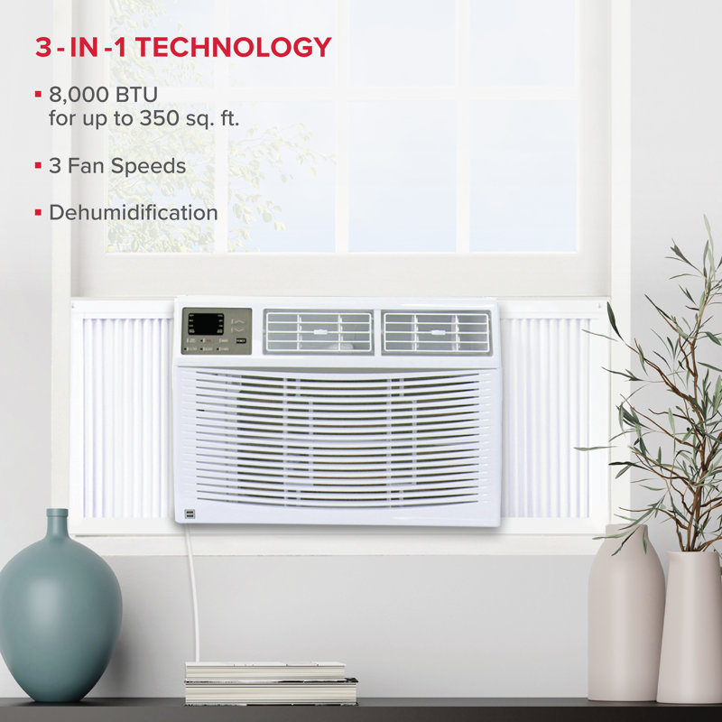 8000 BTU White Window Air Conditioner with Electronic Controls
