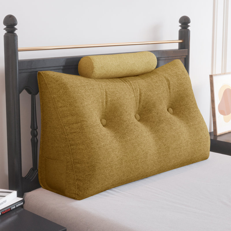 Triangular Backrest Cushion, Yellow, 50cm H x 160cm W