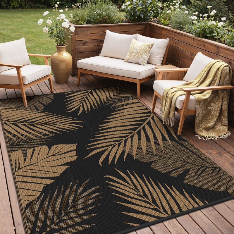 Reversible Black / Brown Waterproof Recycled P.E.T Outdoor Mat, Rectangle 9' x 12', Black/Brown