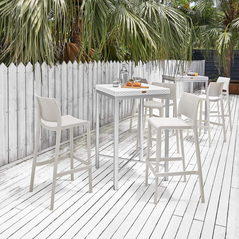 Sensilla Stackable Low Back Bar Stool, White