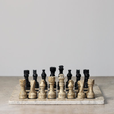 Premium Marble Chess Set (16 inch) with Storage Case by Marble Cultures