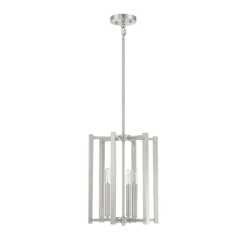 Luminaire suspendu carré Brenton, H 16,5 po x l 13 po x P 13 po, Nickel satiné, Trois lumières