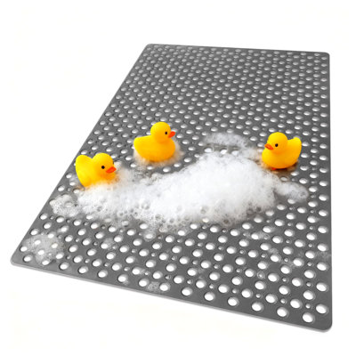 Très grand tapis de douche, tapis de douche antidérapants de 47 po x 32 po pour douche intérieure, tapis de sol en TPE doux avec ventouses et trous de bonde, tapis de douche lavable à la machine, facile à nettoyer