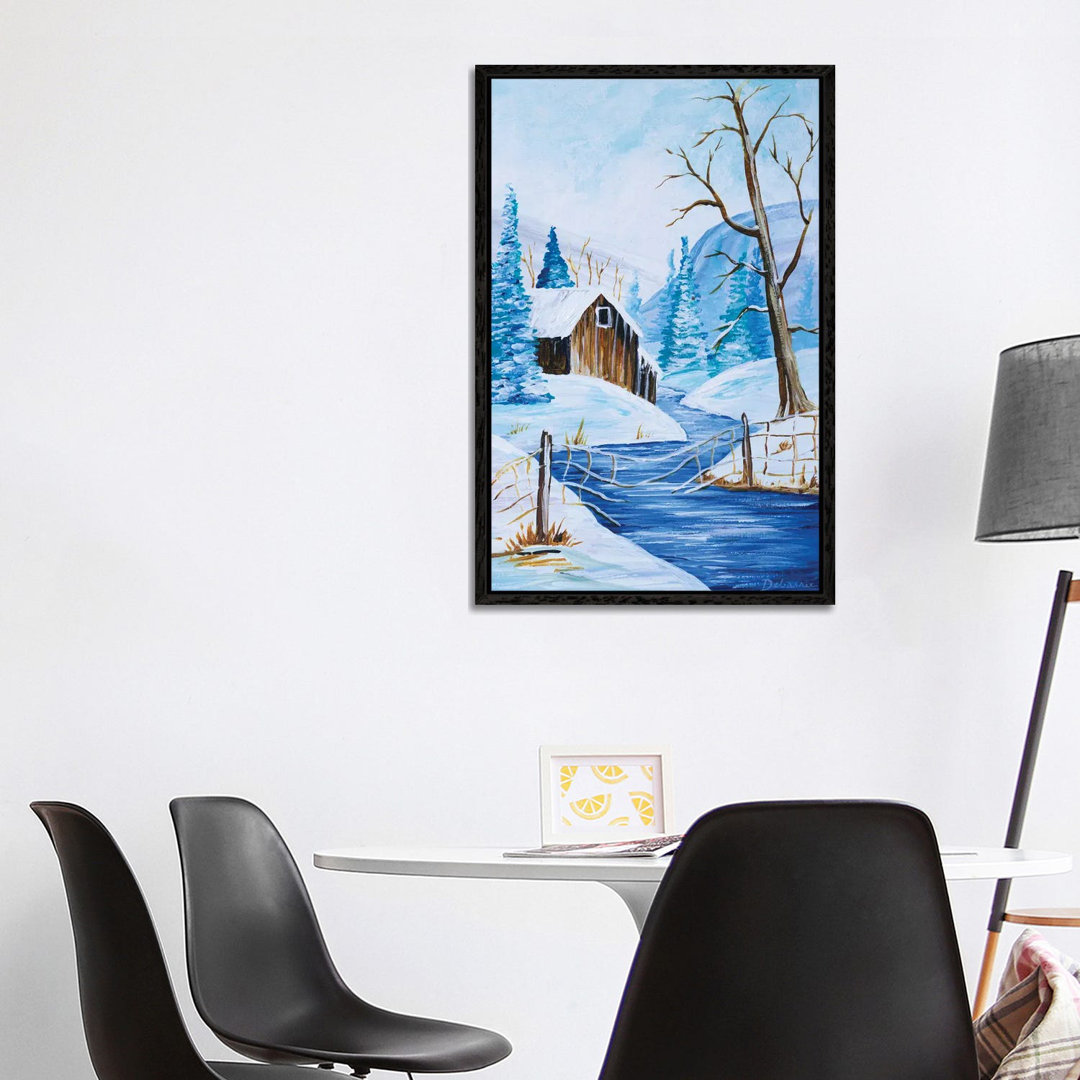 Cabin By The River von Debasree Dey - Galerie-verpackte Leinwand Giclée auf Leinwand