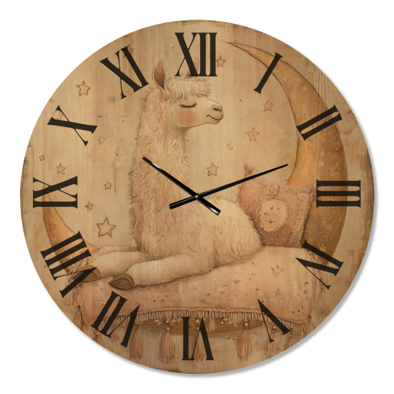 Chaise longue Crescent Moon - Horloge murale ronde en bois de style bohème, Très grand