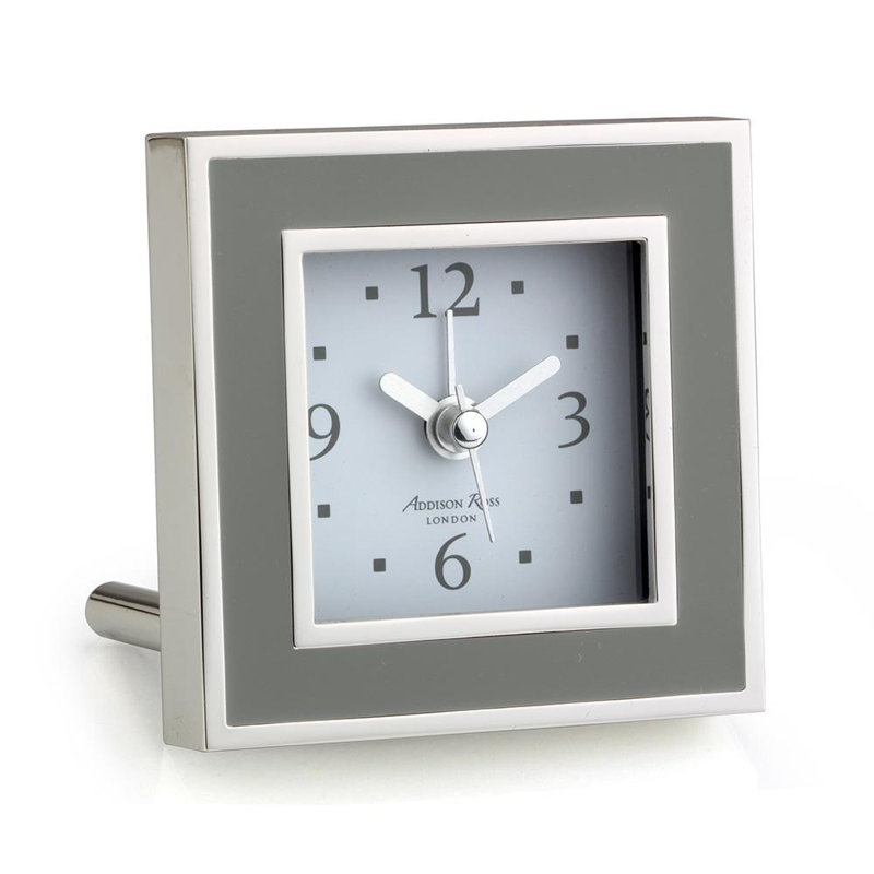 Réveil de l’alerte émaillée, Taupe / argent, H 3,54 po x l 3,54 po x P 1,97 po