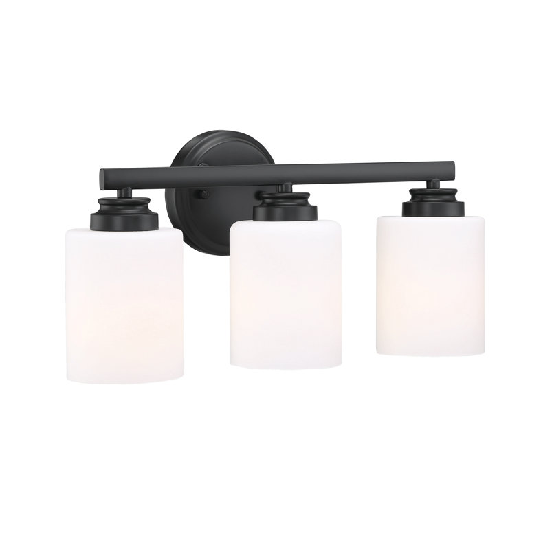 Éclairage pour salle de bain 3 lumières à intensité variable, Dos plat, Blanc givré