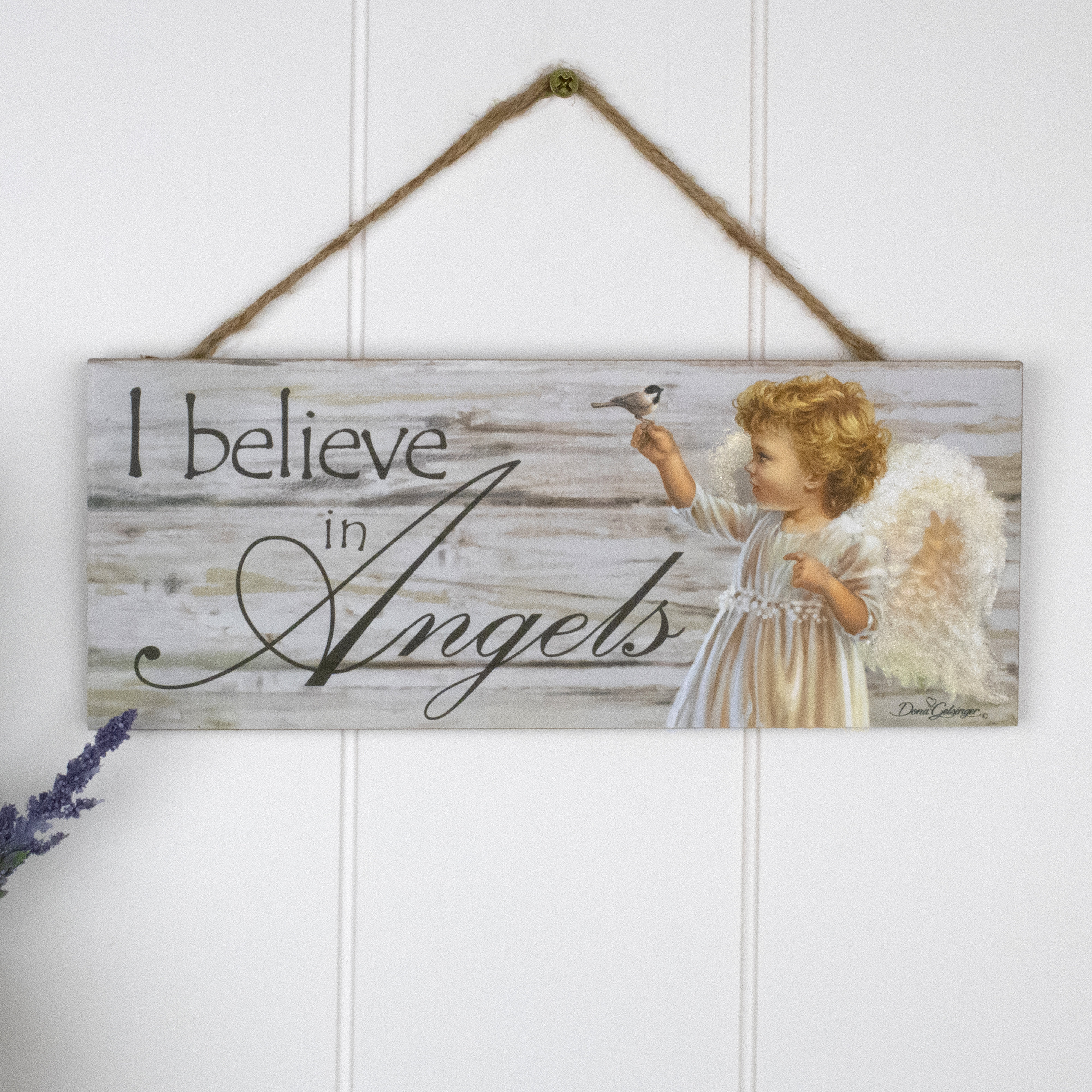 Glow Decor Believe in Angels Wooden Sign with Rope Hanger & Reviews ...