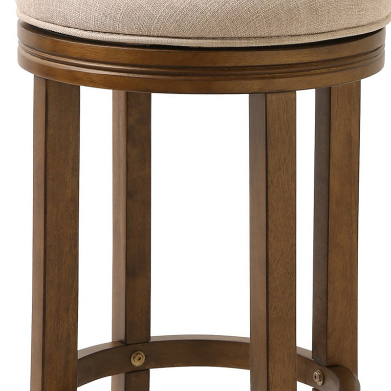 Mcgriff Solid Wood Swivel Backless Counter Height Bar Chair With Footrest, Counter Stool (26" Seat Height), Honeysuckle