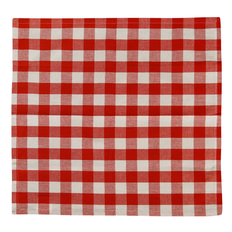 Arlington Cotton Gingham Square Napkin, Red/White