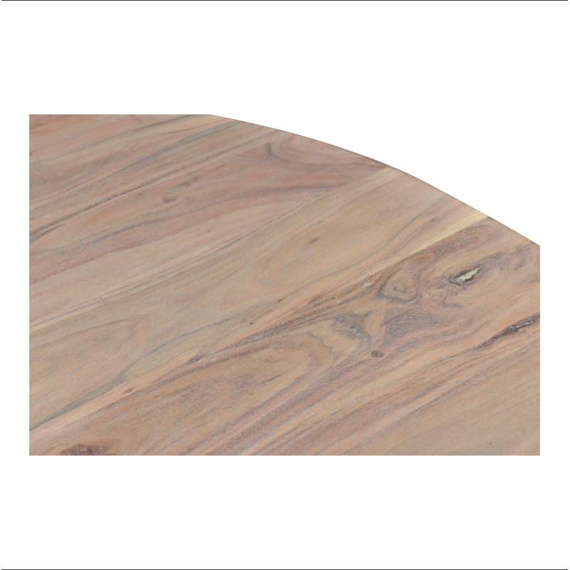 Table de salle à manger, ronde, acacia massif, 4 places, gris clair