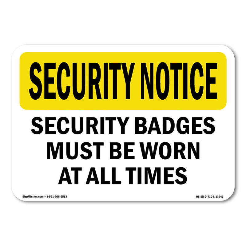 Plaque de sécurité en plastique 10 po x 7 po