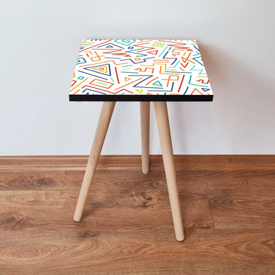 Modern Side Table with Beech Wood Legs, 13.8 x 16.5 x 13.8 inches | 100% MDF with 0.7 inches Thickness | Geometric Design, Perfect for Living Room & Bedroom | Stylish and Functional Furniture Accent